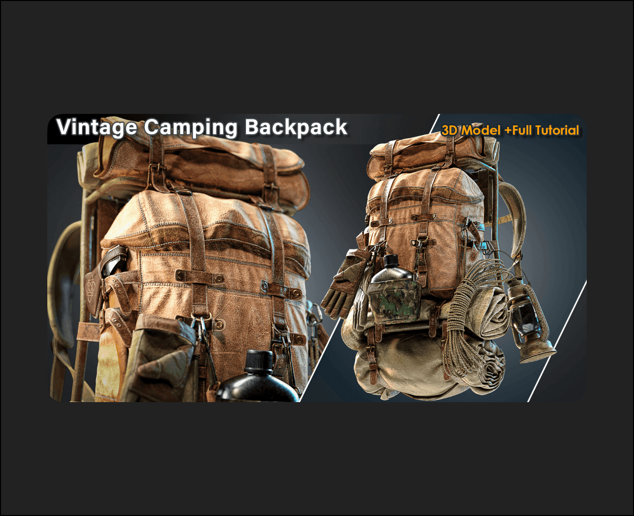 Vintage Camping Backpack / 3D Model+Full Tutorial – Blender Download | Madbax