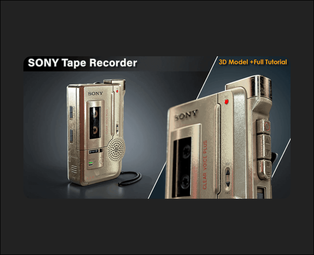 SONY Tape Recorder/3D Model+Full Tutorial – Blender Download | Madbax