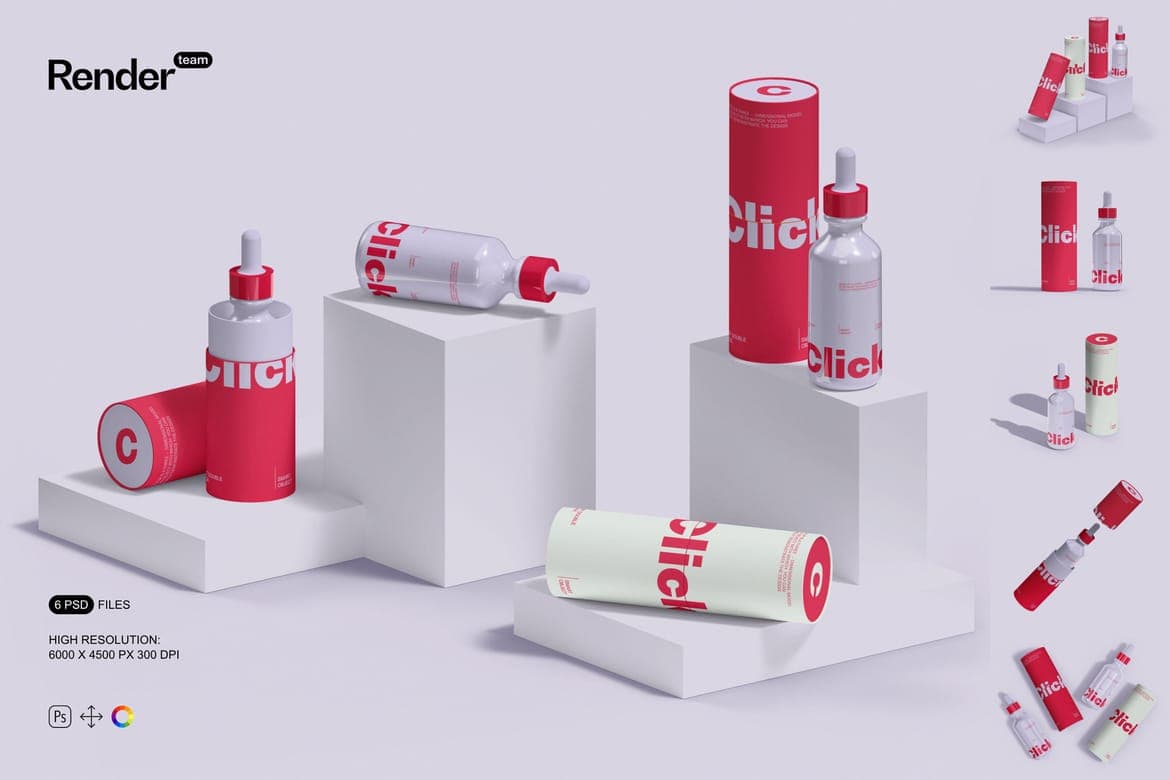 Glass Bottle and Paper Tube Mockups – Photoshop PSD Download | Madbax