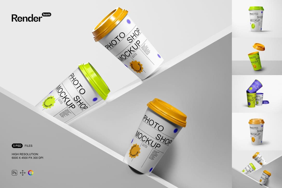 Paper Cup Mockup Set – Photoshop PSD Download | Madbax