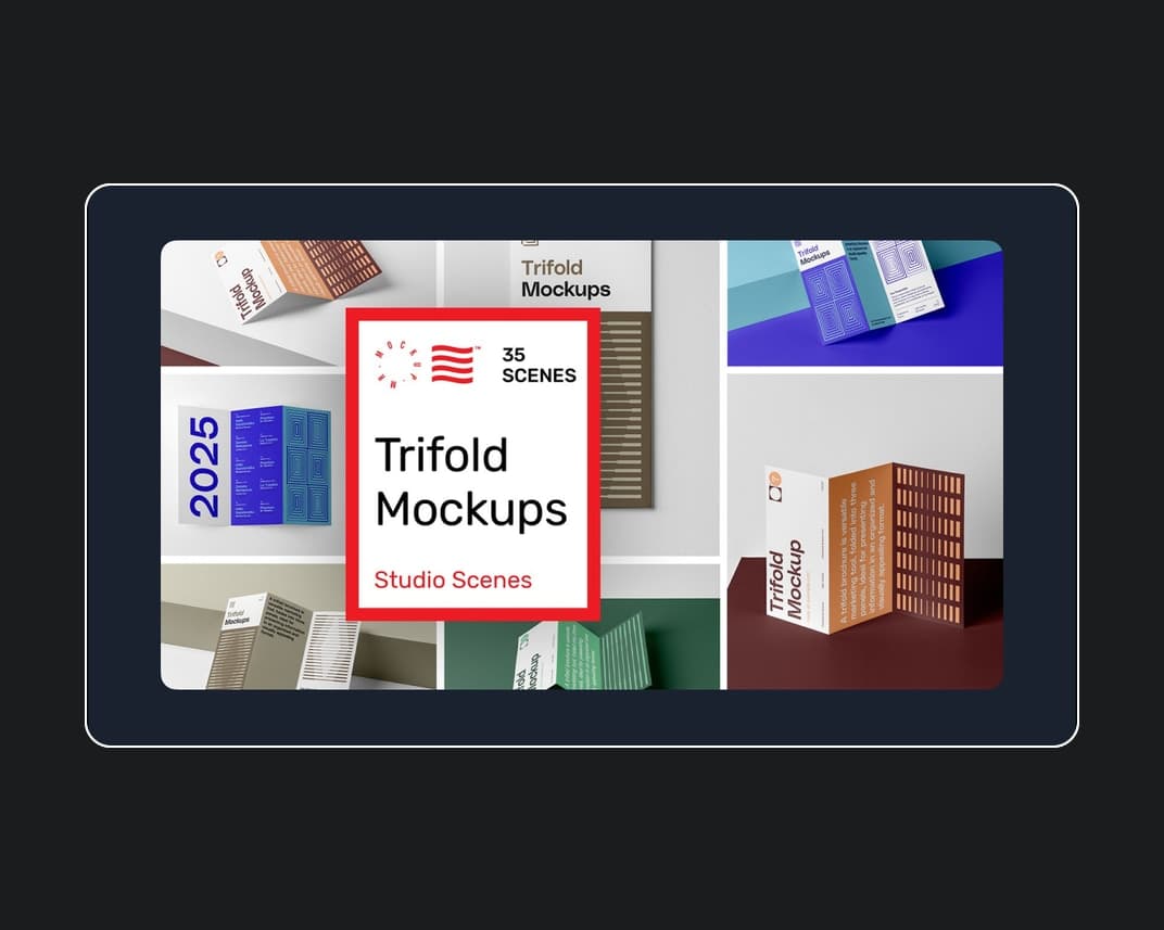 Studio Trifold Mockups – Photoshop PSD Download | Madbax
