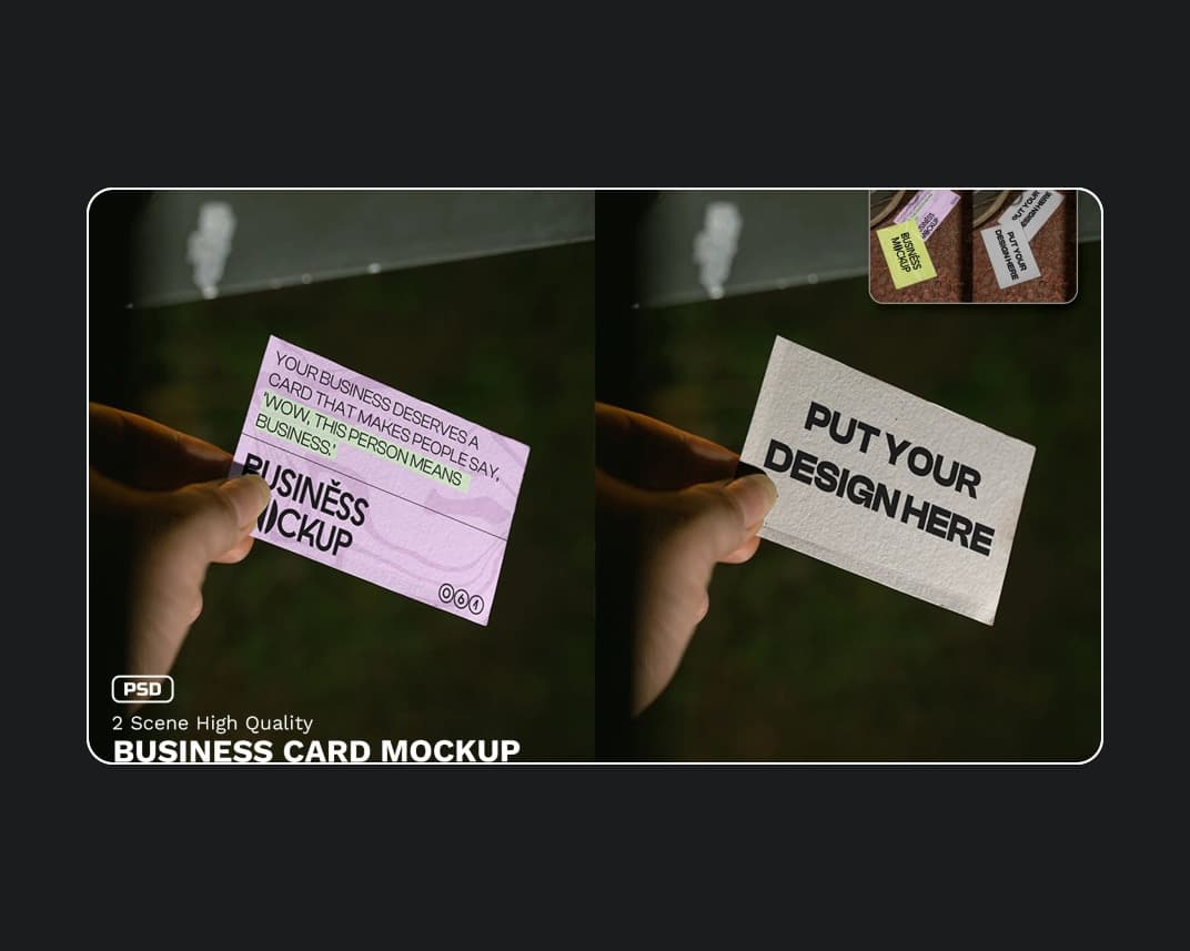 2 Realistic Scene High Quality Business Card Mockup Vol 4 1 – Photoshop PSD Download | Madbax