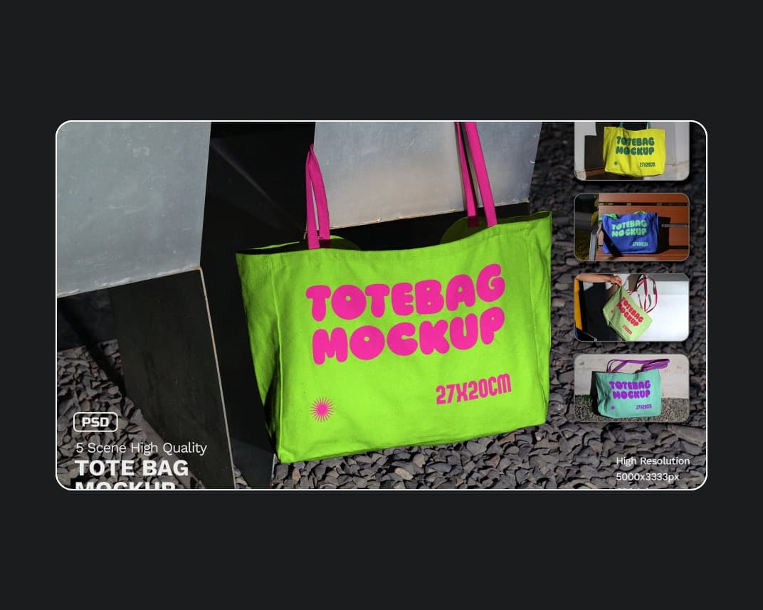 Realistic Scene Tote Bag Mockup Vol 2 1 – Photoshop PSD Download | Madbax