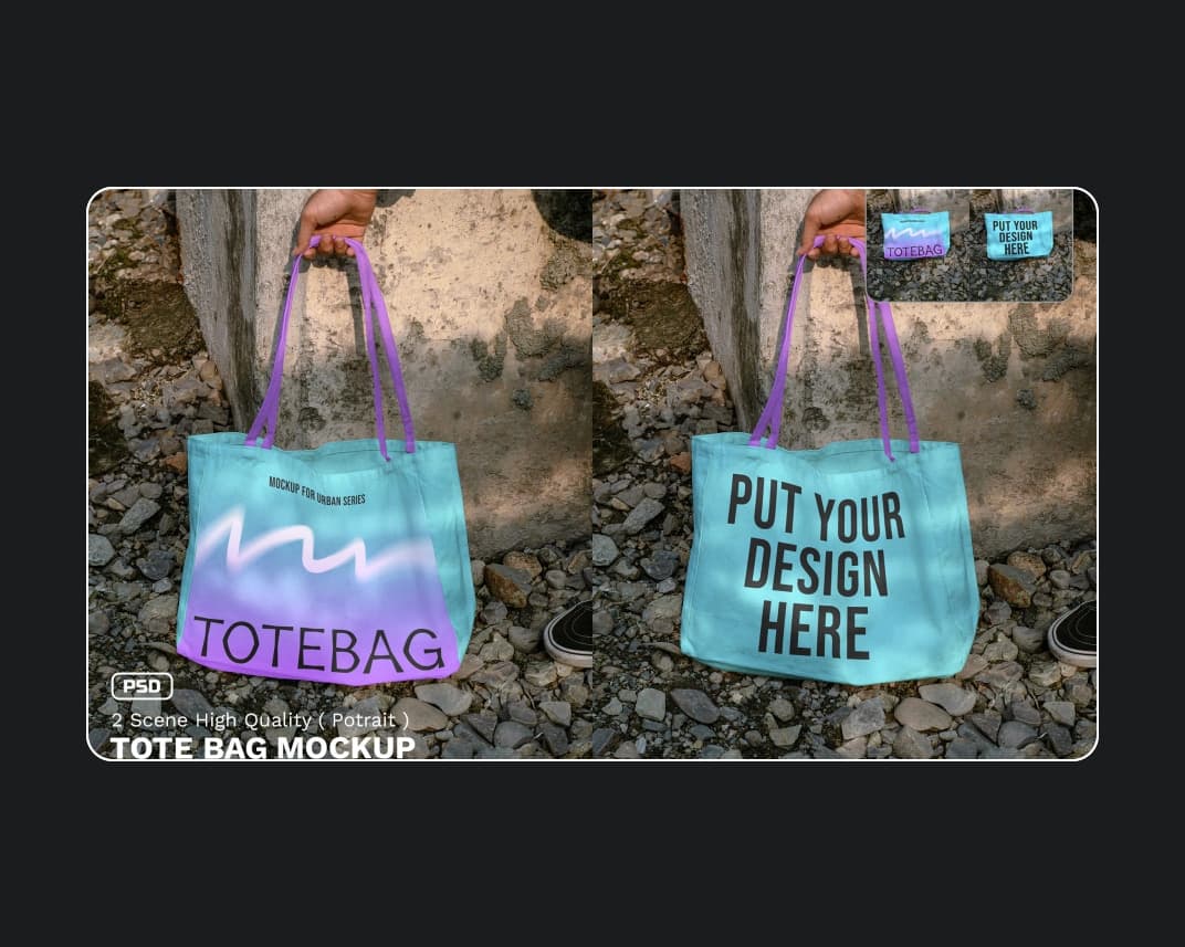 Realistic Scene Tote Bag Mockup Vol – Photoshop PSD Download | Madbax