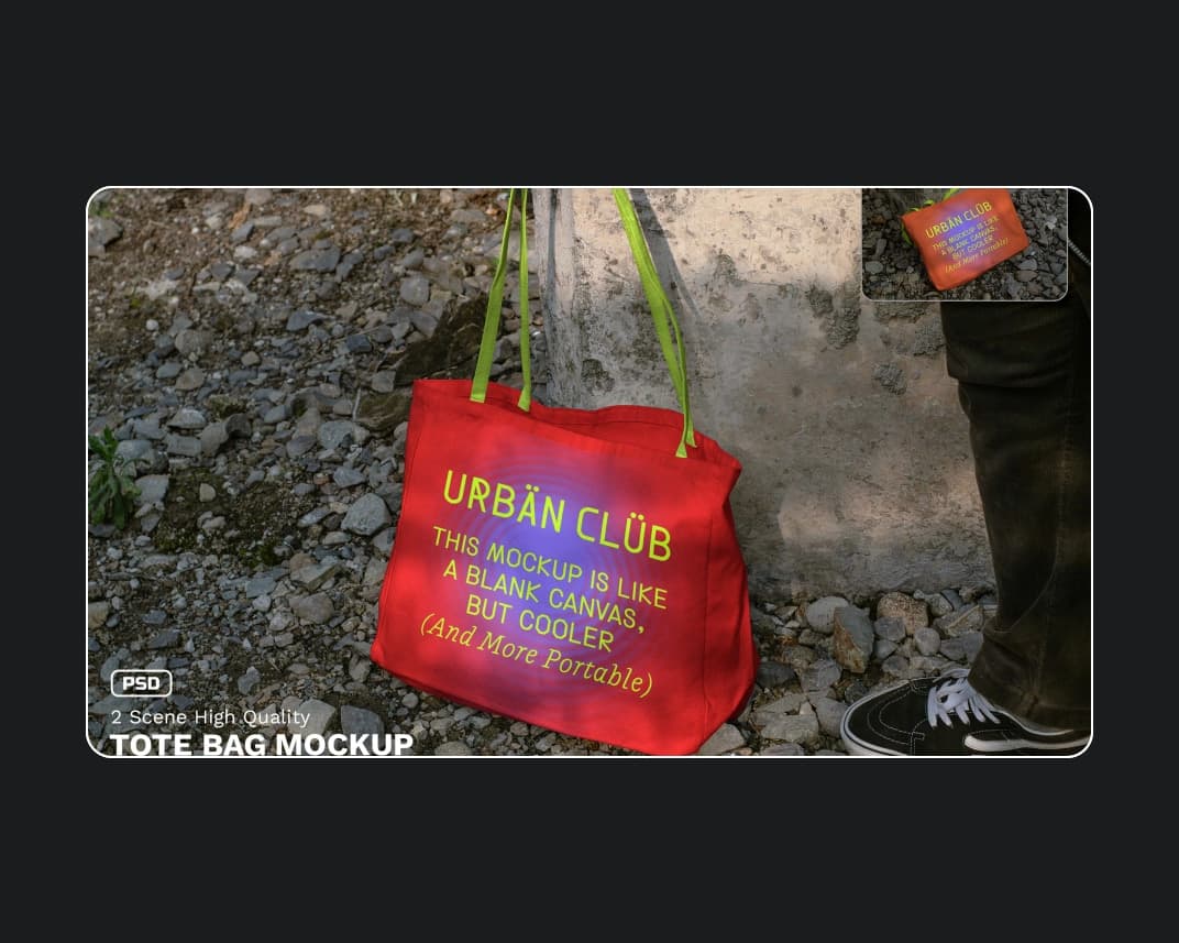 Urban Realistic Scene Tote Bag Mockup – Photoshop PSD Download | Madbax