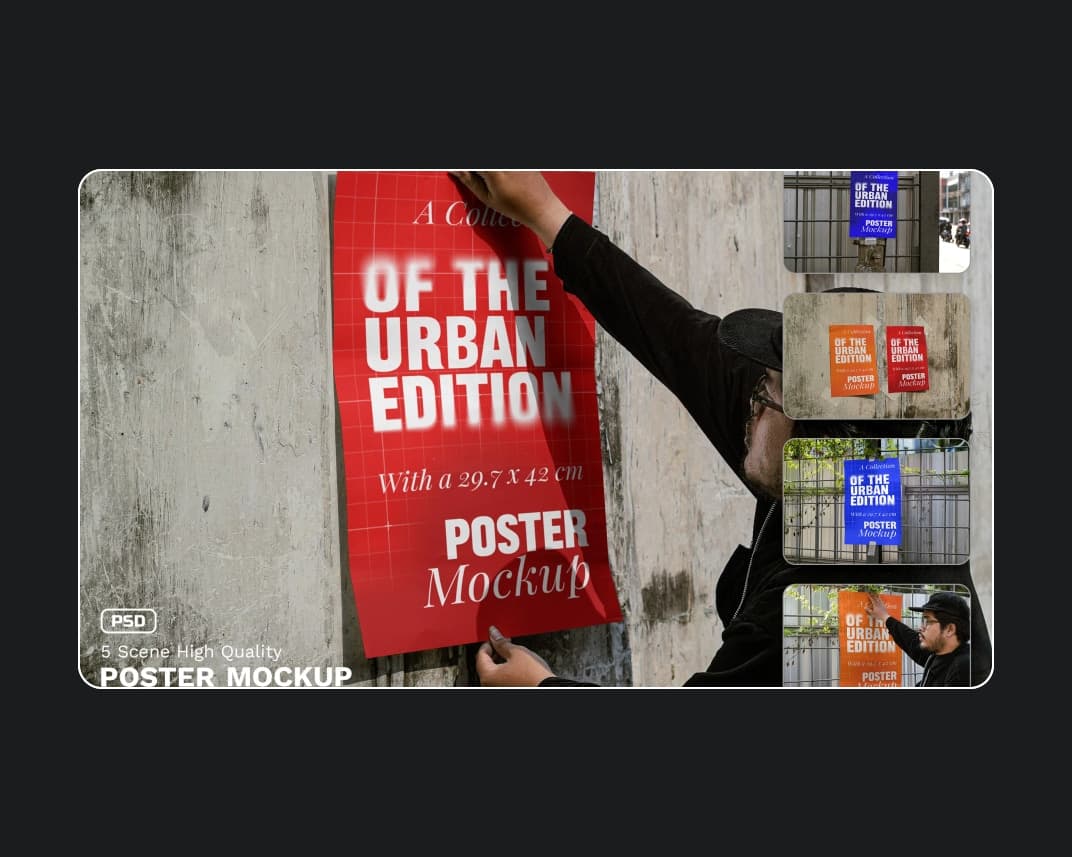 Poster Mockup Urban Realistic Scene Series 1 – Photoshop PSD Download | Madbax
