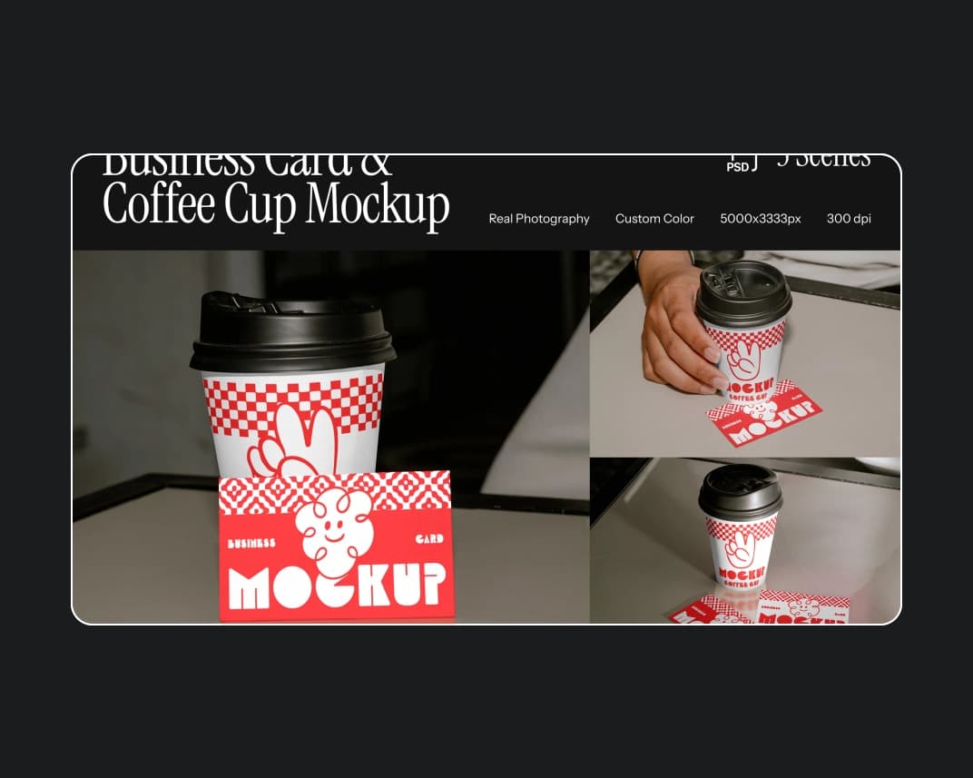 Business Card Coffee Cup Mockup – Photoshop PSD Download | Madbax