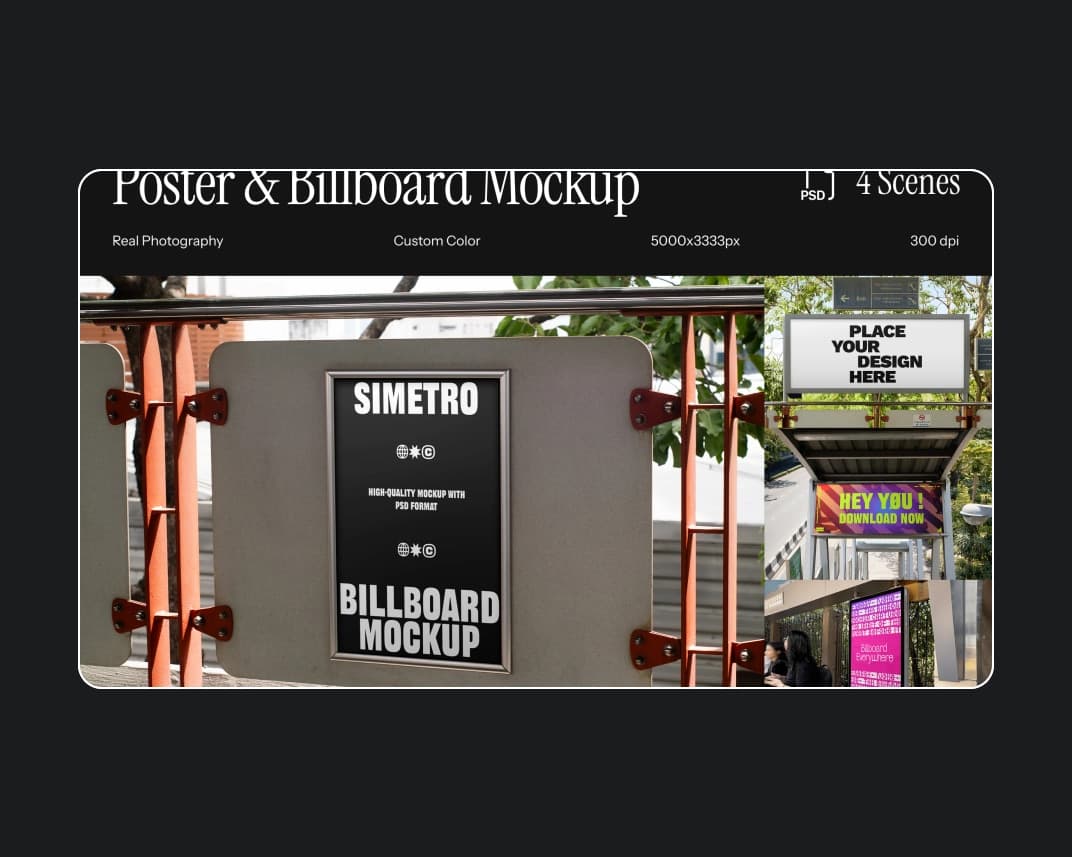Poster Billboard Mockup – Photoshop PSD Download | Madbax