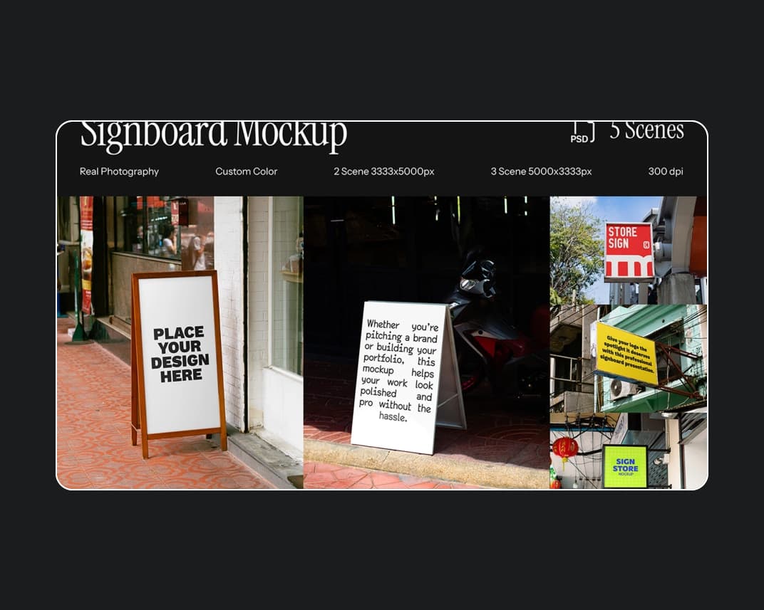 Signboard Mockup – Photoshop PSD Download | Madbax