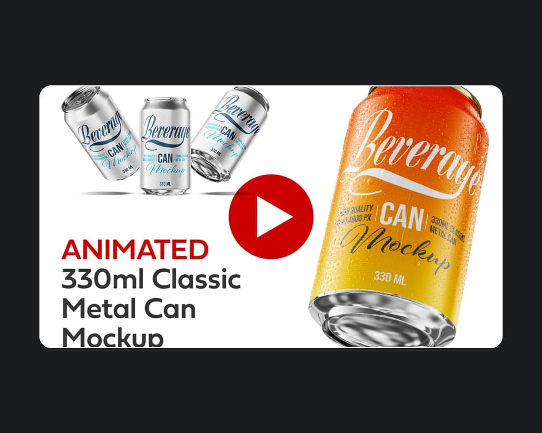 330ml Sleek Metal Can Mockup Animated – Photoshop PSD Download | Madbax