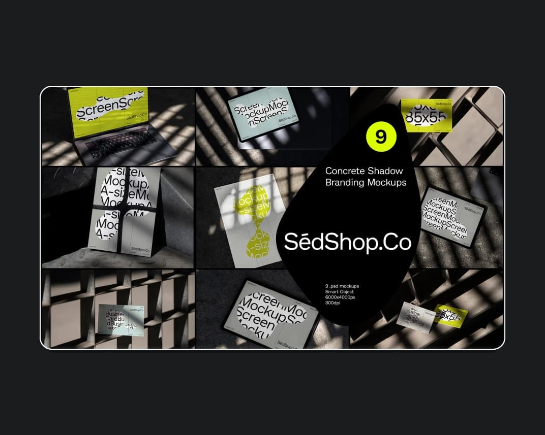 Concrete Shadow Branding Mockups – Photoshop PSD Download | Madbax