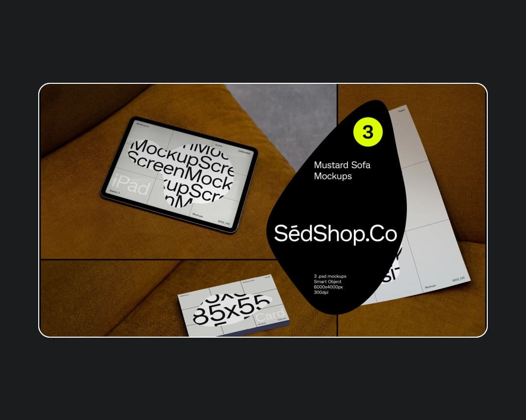 Mustard Sofa Mockup Pack – Photoshop PSD Download | Madbax