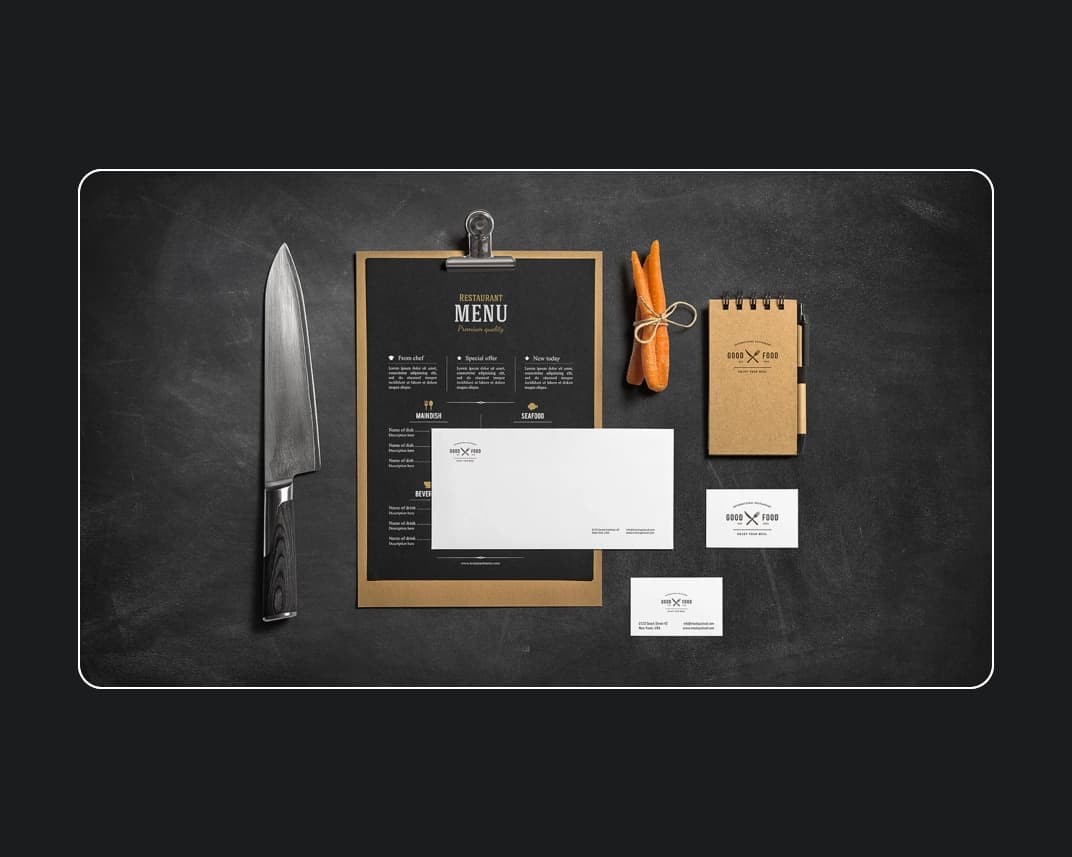 Restaurant Bar Stationery Branding Mockup – Photoshop PSD Download | Madbax