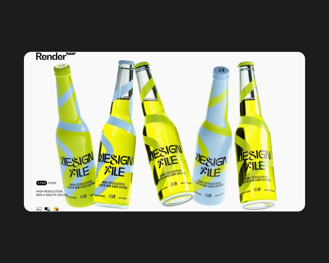 Soda Beer Bottle Mockup Set – Photoshop PSD Download | Madbax