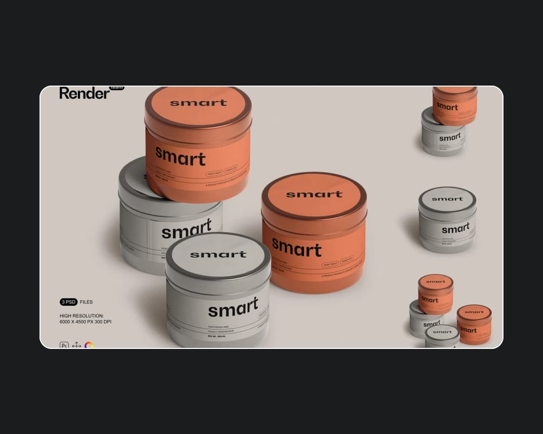 Metal Tin Jar Mockup Set – Photoshop PSD Download | Madbax