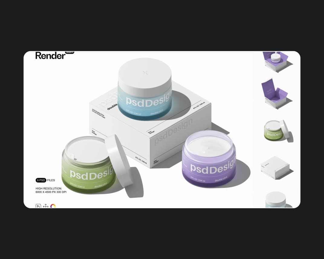 Cosmetic Jar And Box Mockup Set – Photoshop PSD Download | Madbax