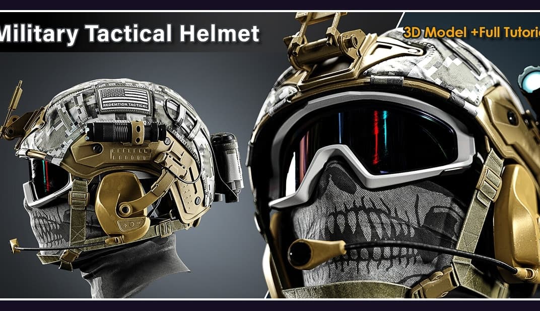 Military Tactical Helmet / 3D Model+Full Tutorial – Blender Download | Madbax