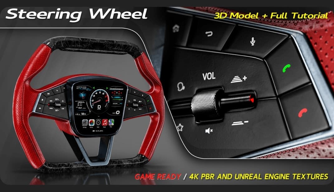 Steering Wheel 3D Model + Full Tutorial – Blender Download | Madbax