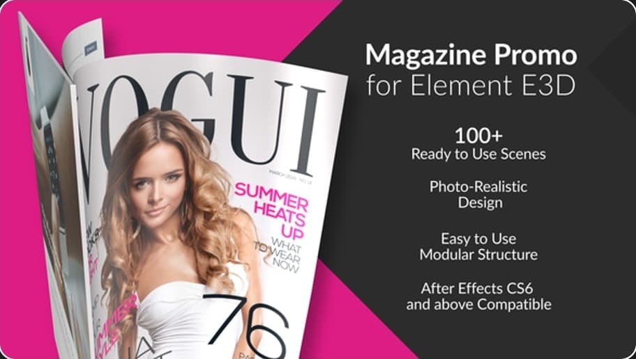 Magazine Promo for Element 3D – 100+ Modular Publication Showcase Scenes – After Effects Download | Madbax