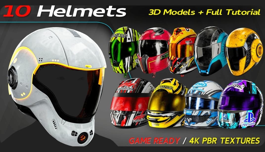 10 Helmets + Full Tutorial / 3D Models – Blender Download | Madbax