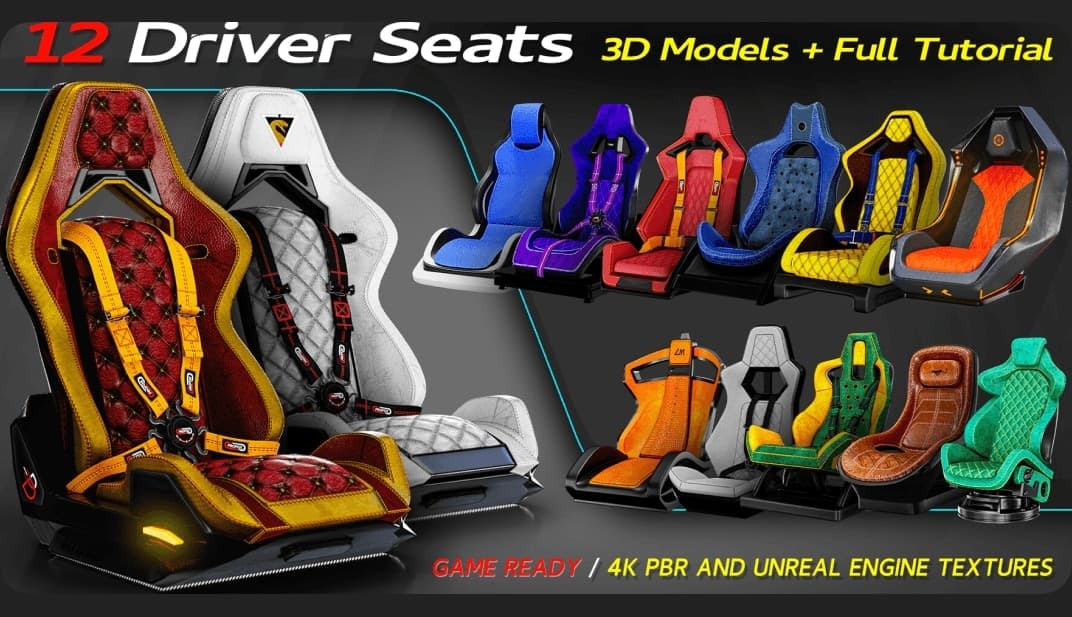 12 Driver Seats + Full Tutorial / 3D Models – Blender Download | Madbax