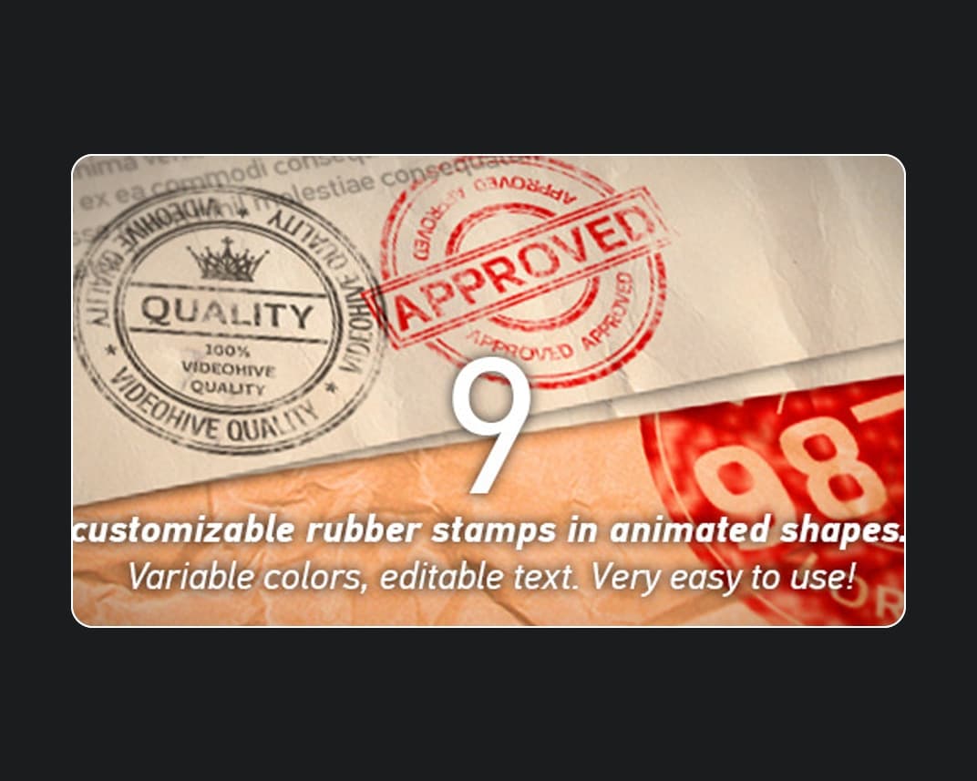 9 Customizable Realistic Look Rubber Stamps – After Effects Download | Madbax