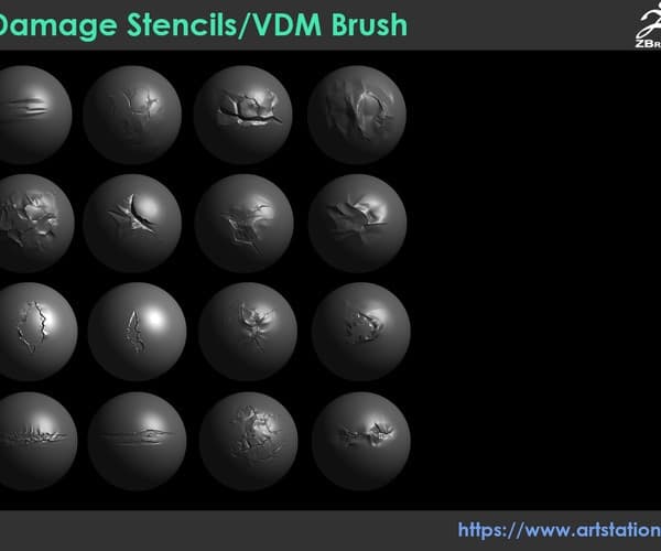 20 Metal Damage Stencils/VDM Brushes – Blender Download | Madbax