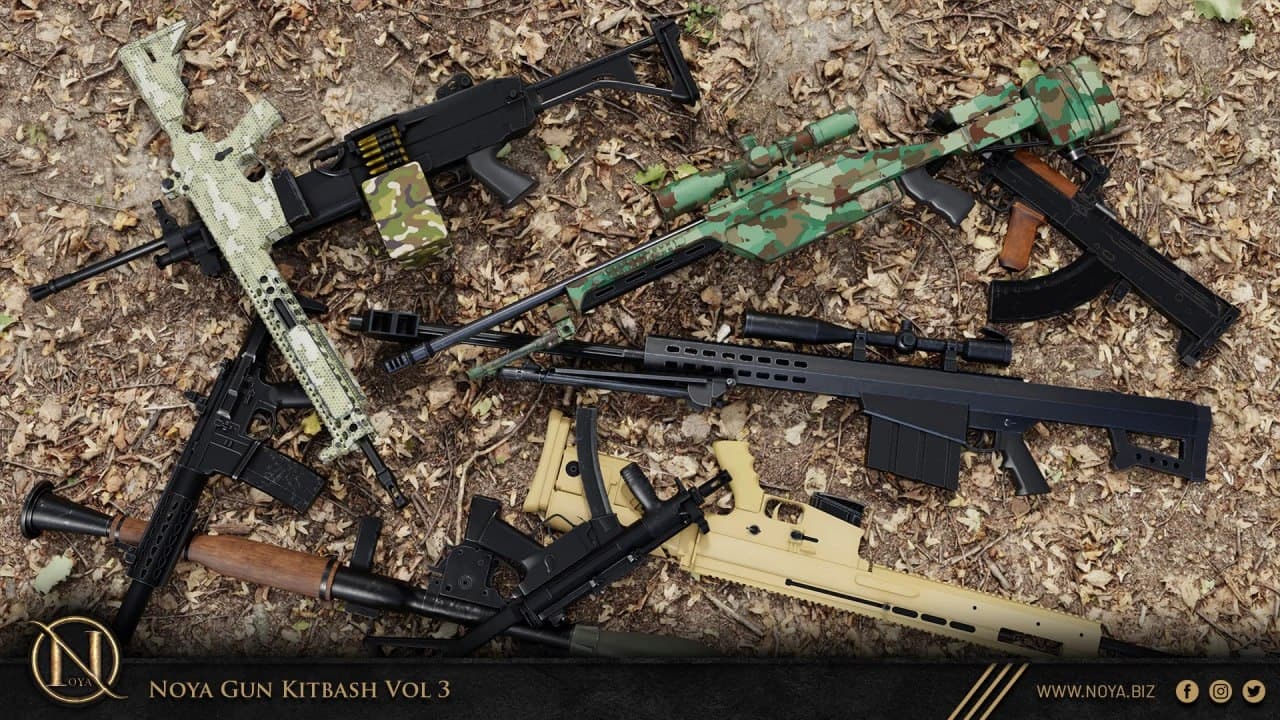 NOYA 50 Gun Kitbash Vol 3 – Blender Download | Madbax