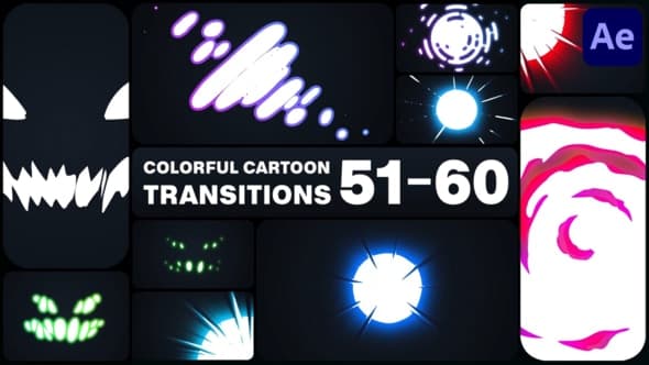 Colorful Cartoon Transitions for After Effects – After Effects Download | Madbax