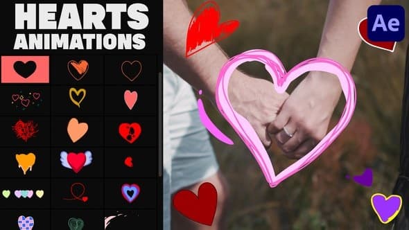Cartoon Hearts Stickers for After Effects – After Effects Download | Madbax
