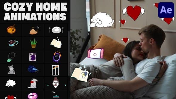 Cozy Home Stickers for After Effects – After Effects Download | Madbax