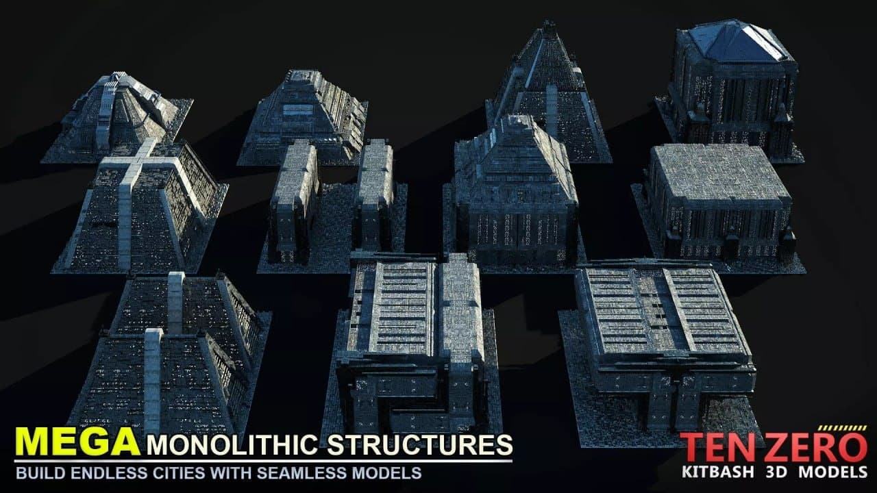 MEGA MONOLITHIC STRUCTURES SCI-FI KITBASH – Blender Download | Madbax