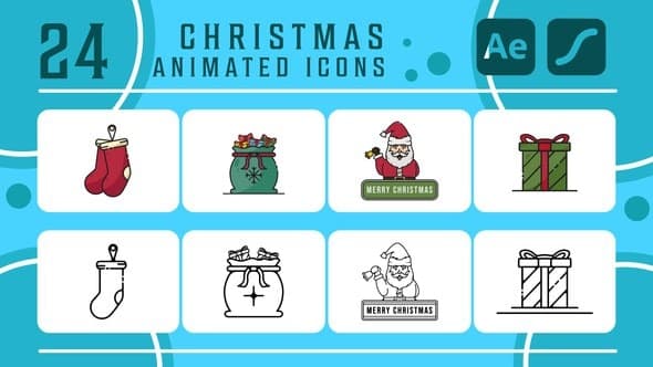 set of christmas icons pack animation video – AE / Premiere Download | Madbax