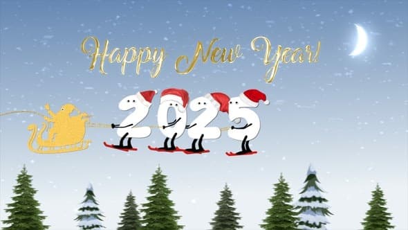 New Year Cartoon Skier 2025 | After Effects – After Effects Download | Madbax