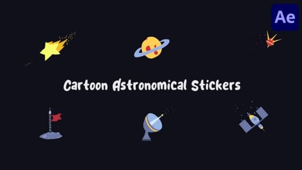 Cartoon Astronomical Stickers for After Effects – After Effects Download | Madbax