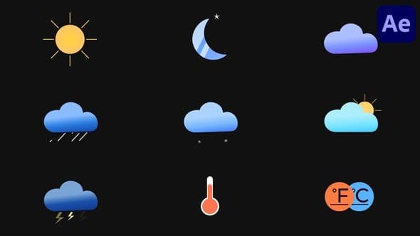 Weather Forecast Icons for After Effects – After Effects Download | Madbax