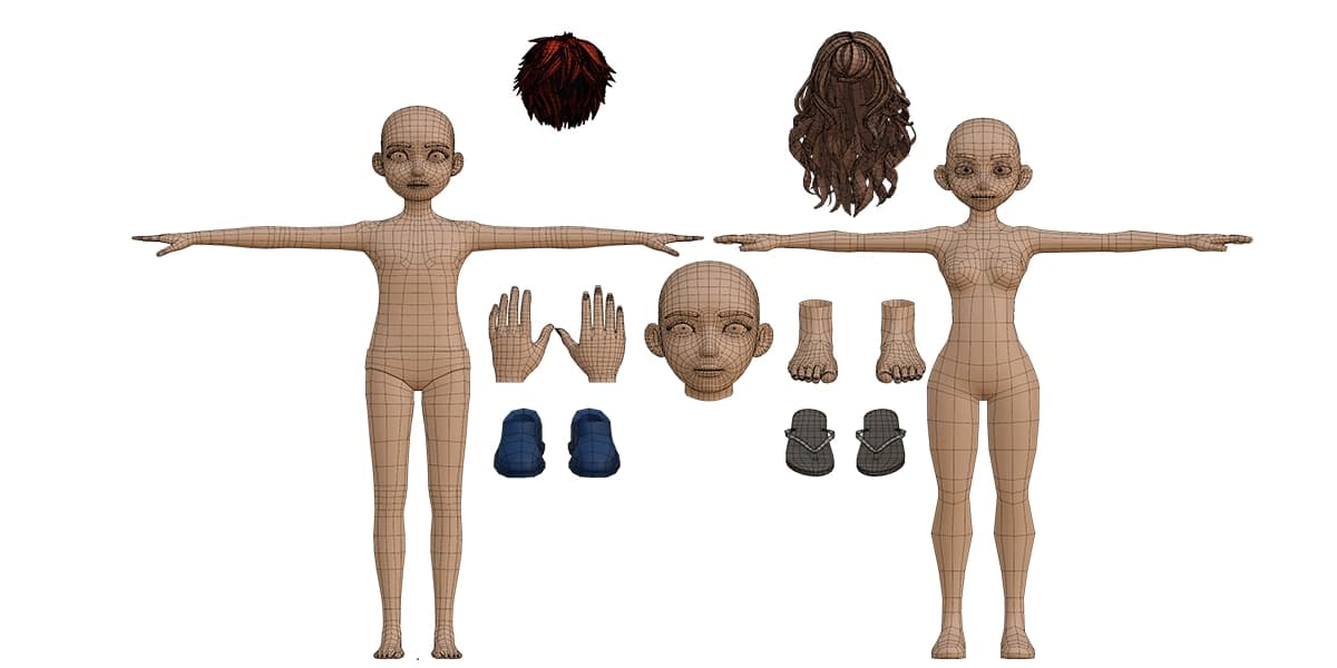 Basemesh Pack – 20+ 3D Character Related Models – Blender Download | Madbax