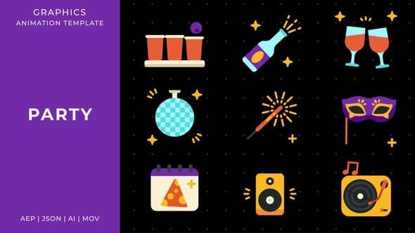 Party graphic animation template | After Effects – After Effects Download | Madbax