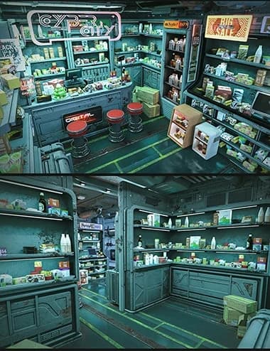 Futuristic Street Store – Blender Download | Madbax