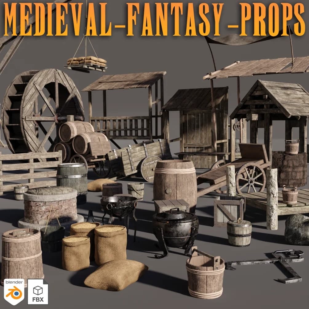 Medieval-Fantasy Props – Blender Download | Madbax