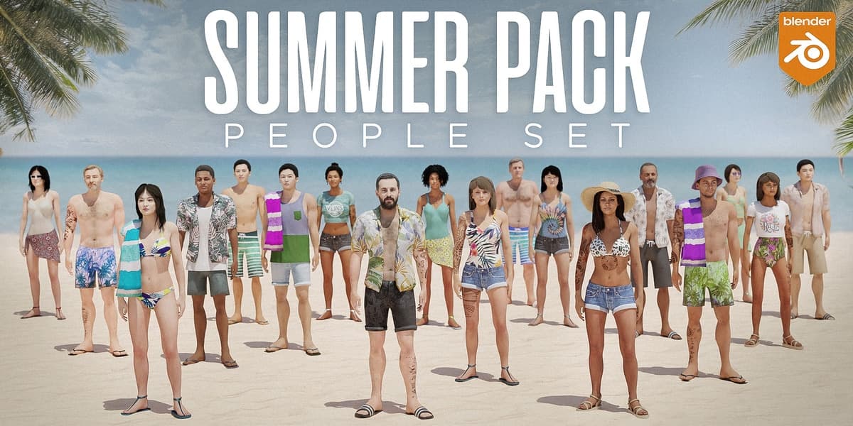 Procedural Crowds – Summer Pack – People Set – Blender Download | Madbax