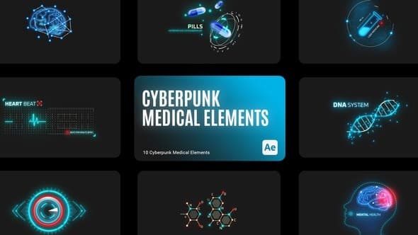 Cyberpunk HUD Medical Elements for After Effects – After Effects Download | Madbax