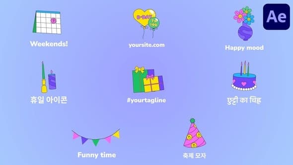 Party Icons And Titles for After Effects – After Effects Download | Madbax