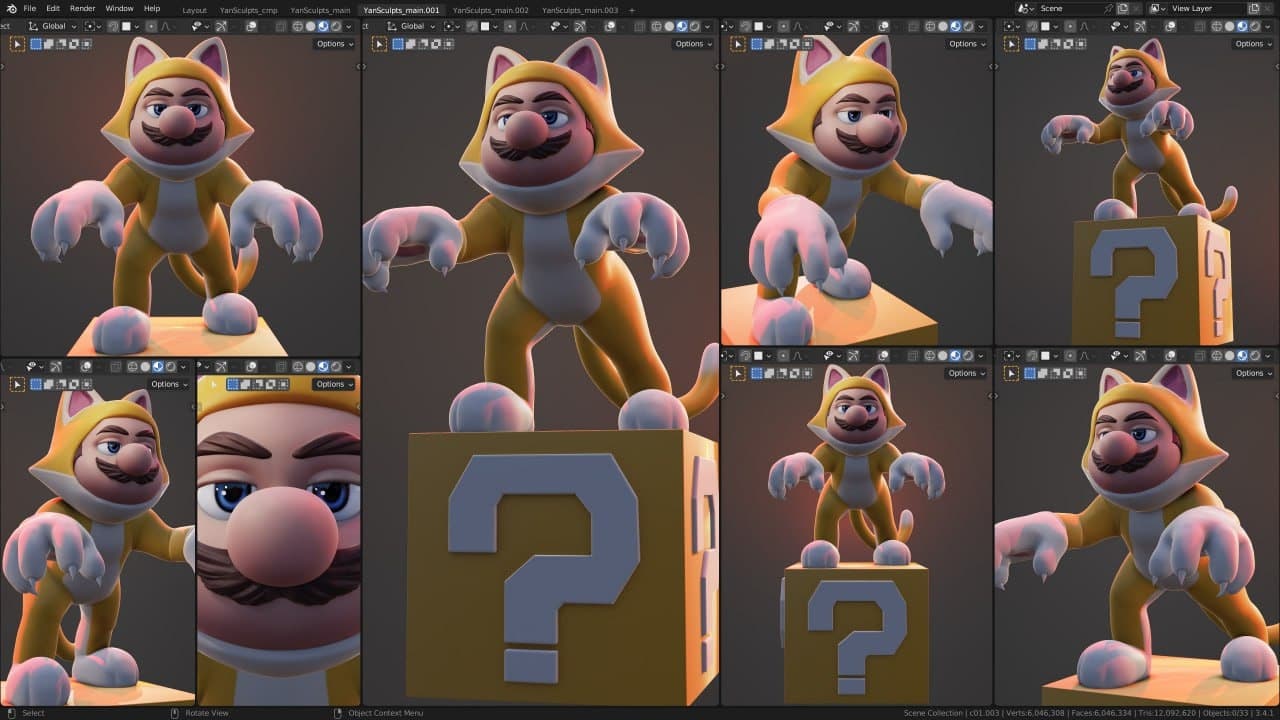YanSculpts – Cat Mario – Blender Download | Madbax