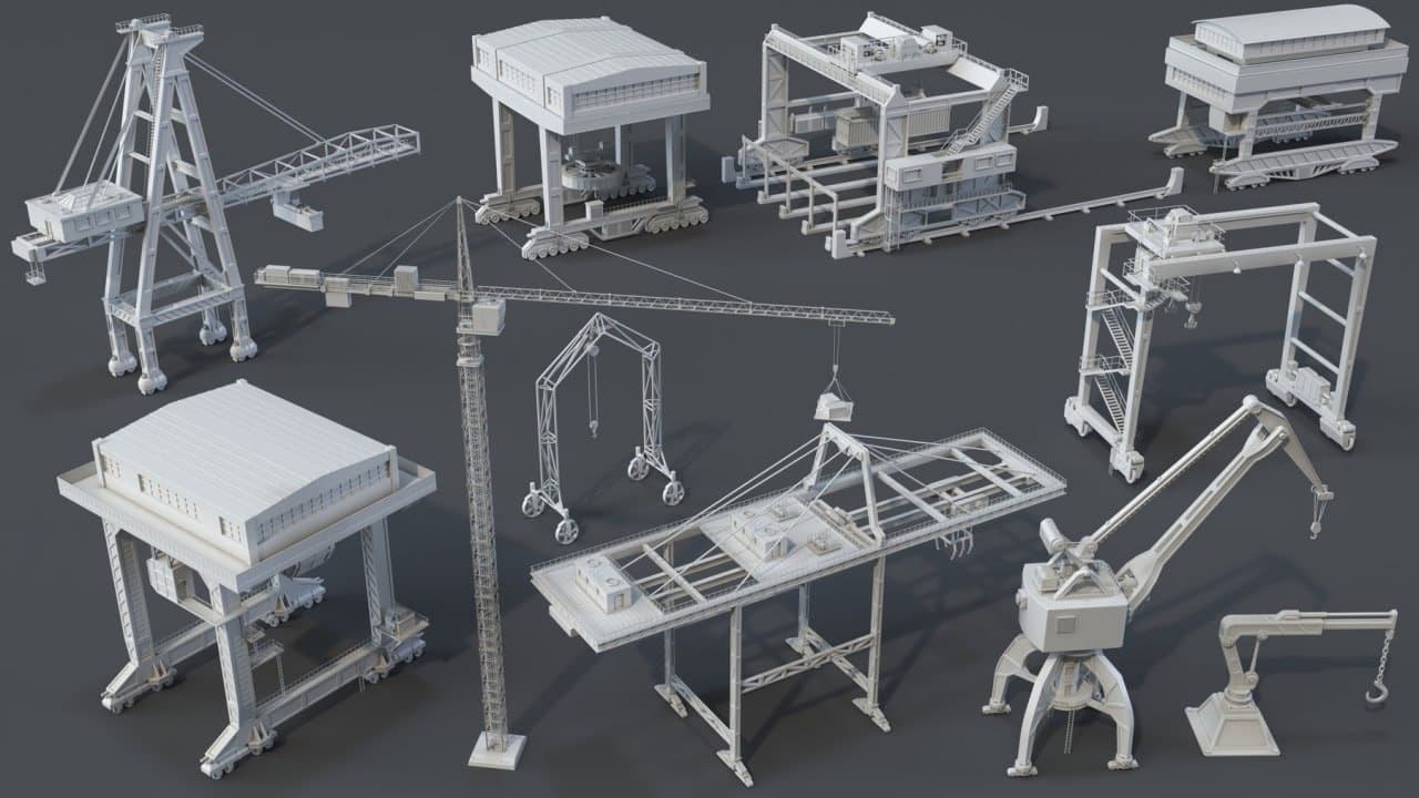 Cranes – 11 pieces – Blender Download | Madbax