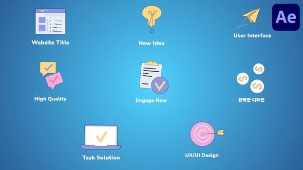Web Interface Icons And Titles for After Effects – After Effects Download | Madbax