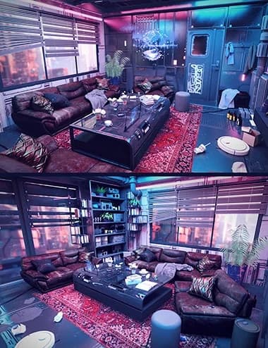 Cyberpunk Condo Living Room – Blender Download | Madbax