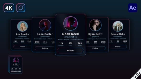 Profile Cards Carousel – AE / Premiere Download | Madbax