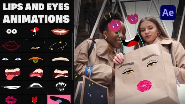 Lips And Eyes Mask Stickers for After Effects – After Effects Download | Madbax