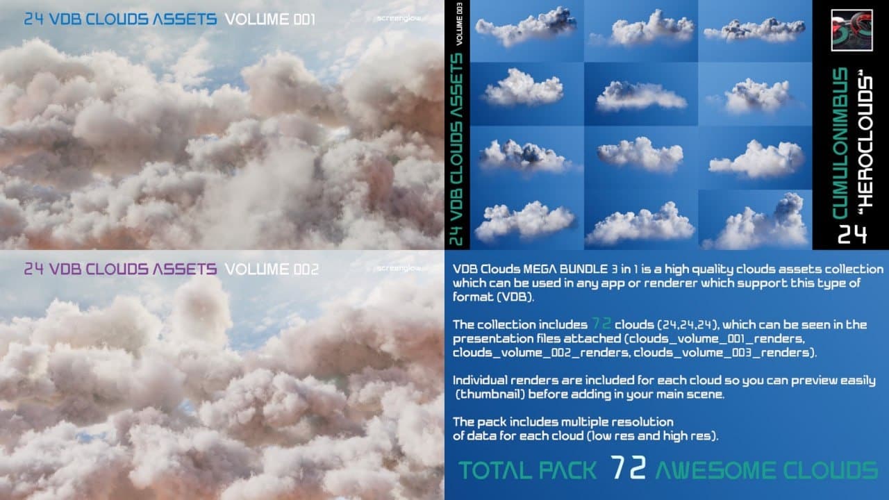 VDB Clouds MEGA BUNDLE 3 in 1 – Blender Download | Madbax